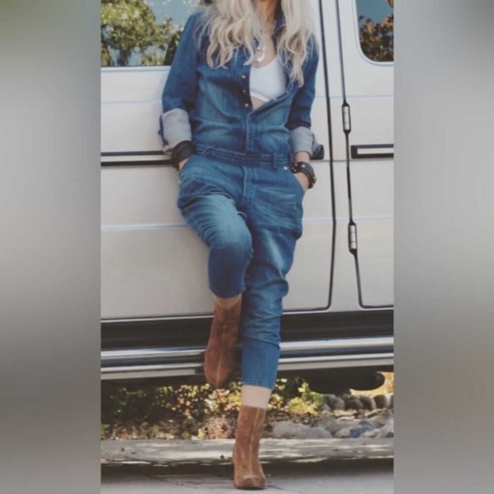 NWOT One Teaspoon Denim Long Sleeve Jumpsuit Size XS - Picture 3 of 16